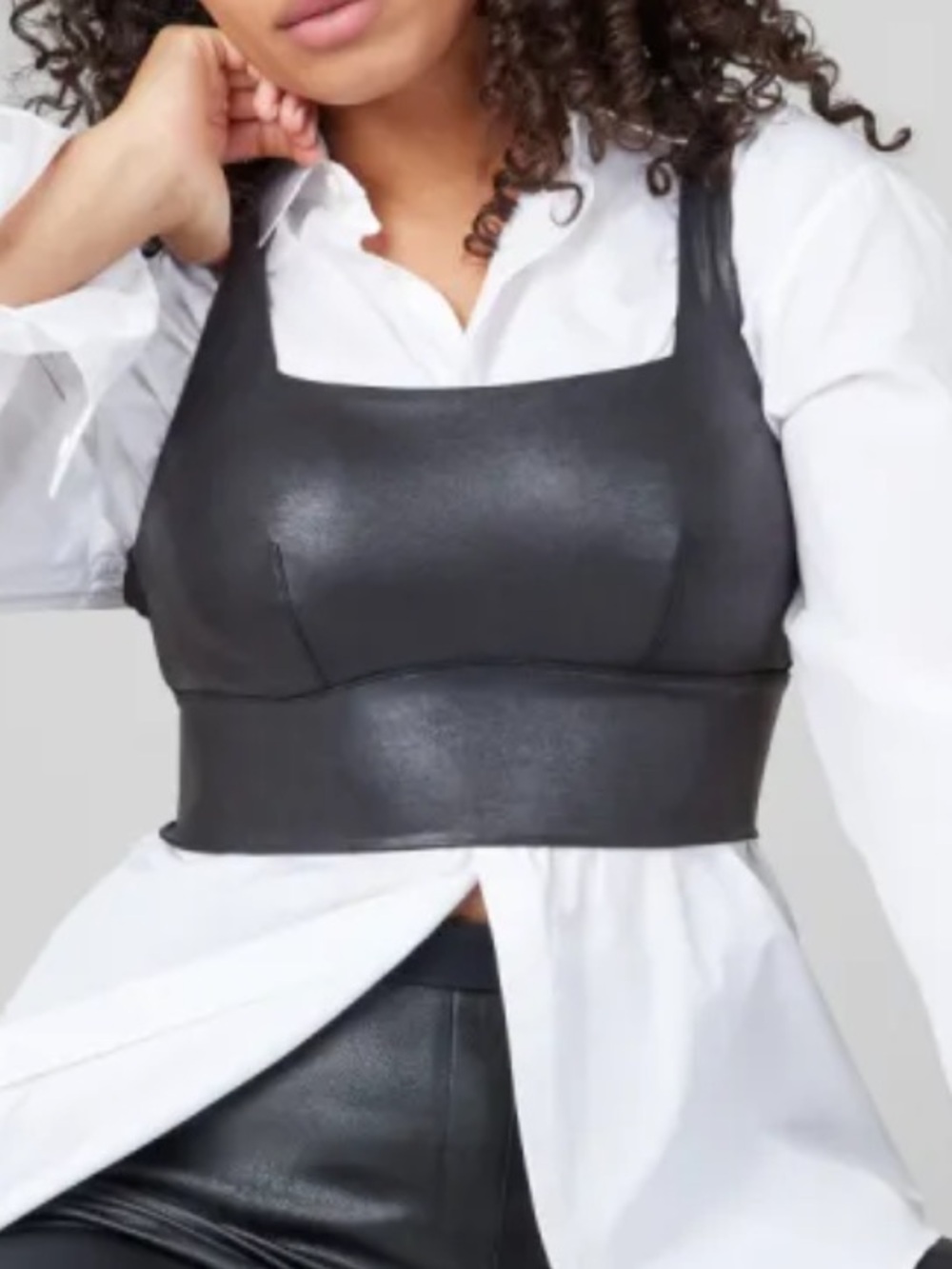 Spanx faux leather crop top S
